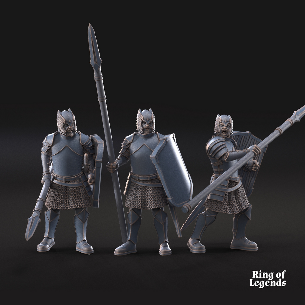 6x Grey Castle warriors with spears
