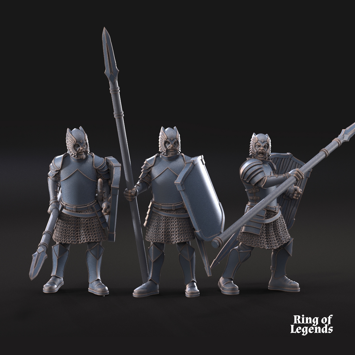 6x Grey Castle warriors with spears