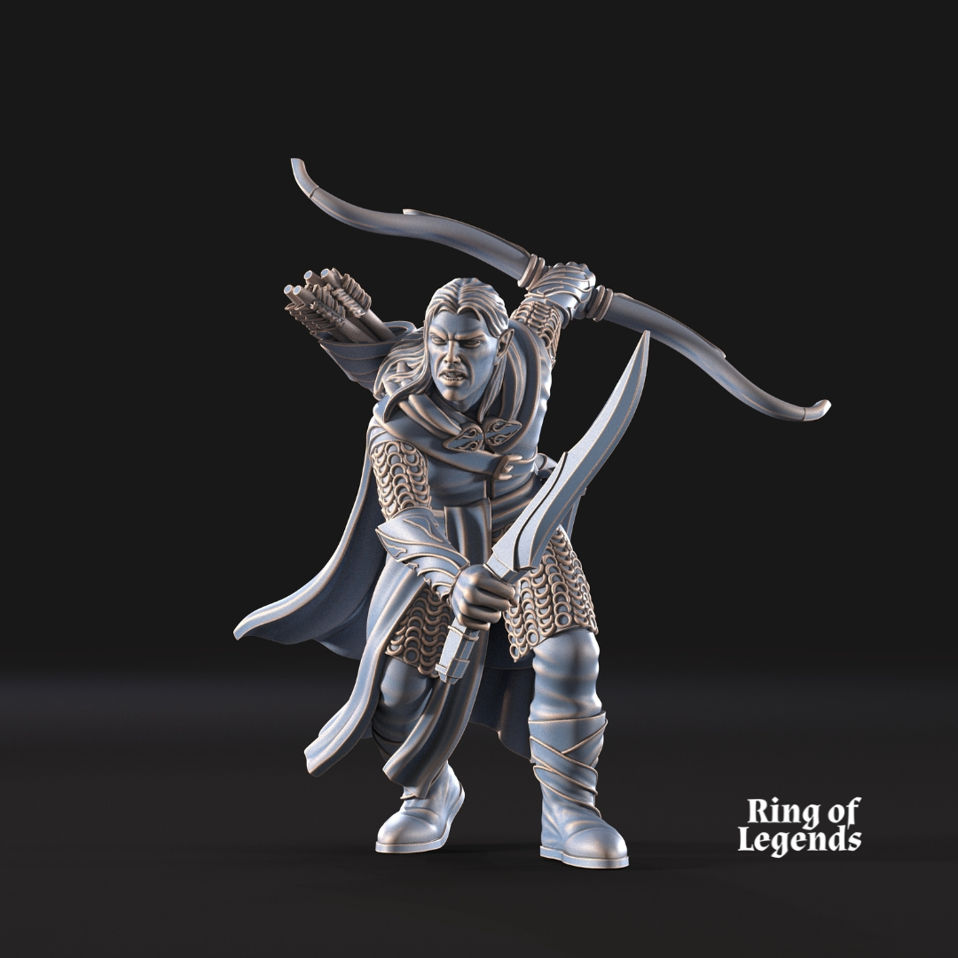 Capitán guardabosques arco y espada - Elfos Galanthir