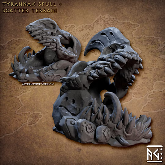 Frostheart Lizardmen - Tyrannax Skull Scatter Terrain (2 Pieces)