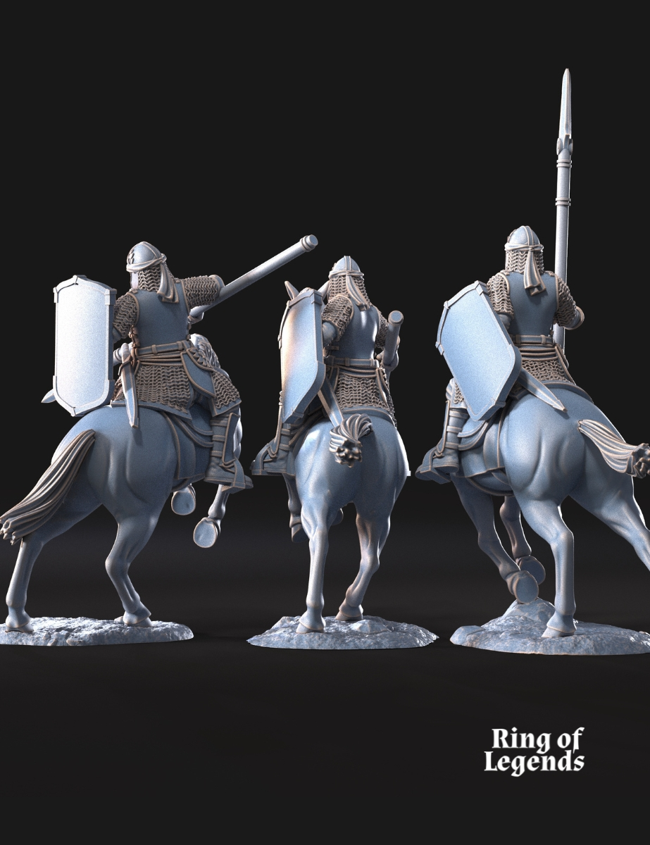 3x North Warrior Riders with spear shield