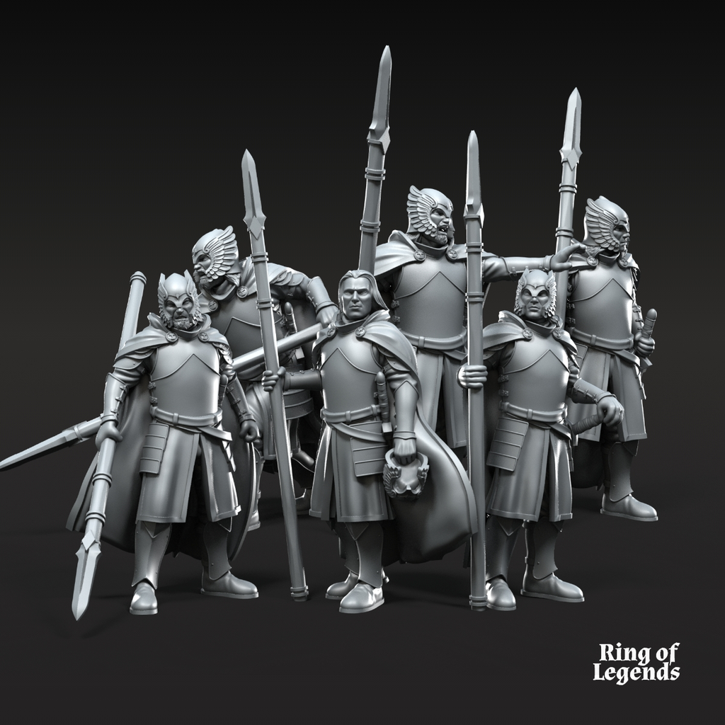 6x Grey Castle Court Guards on foot (spear)