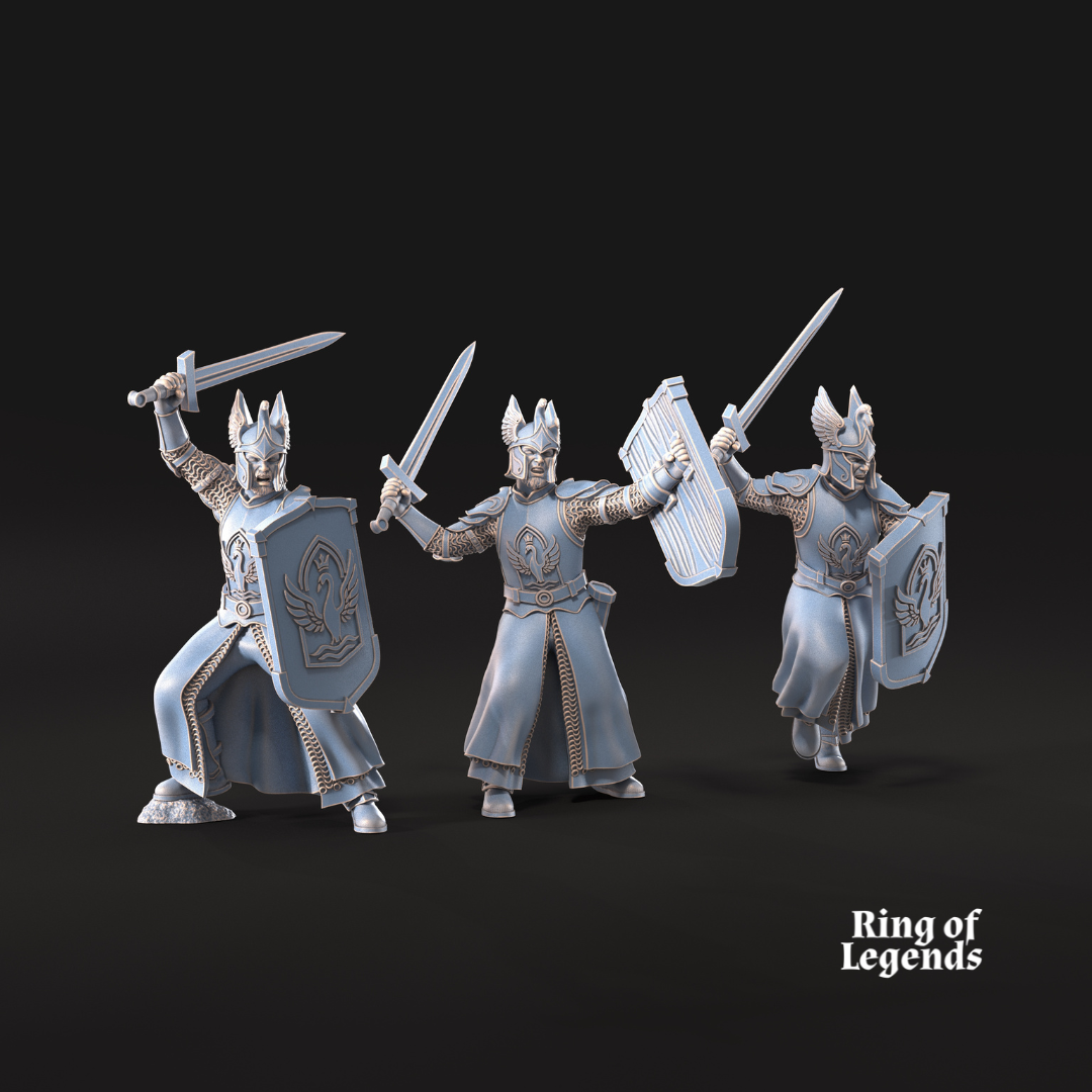 6x Swan Warriors with sword - White Swan
