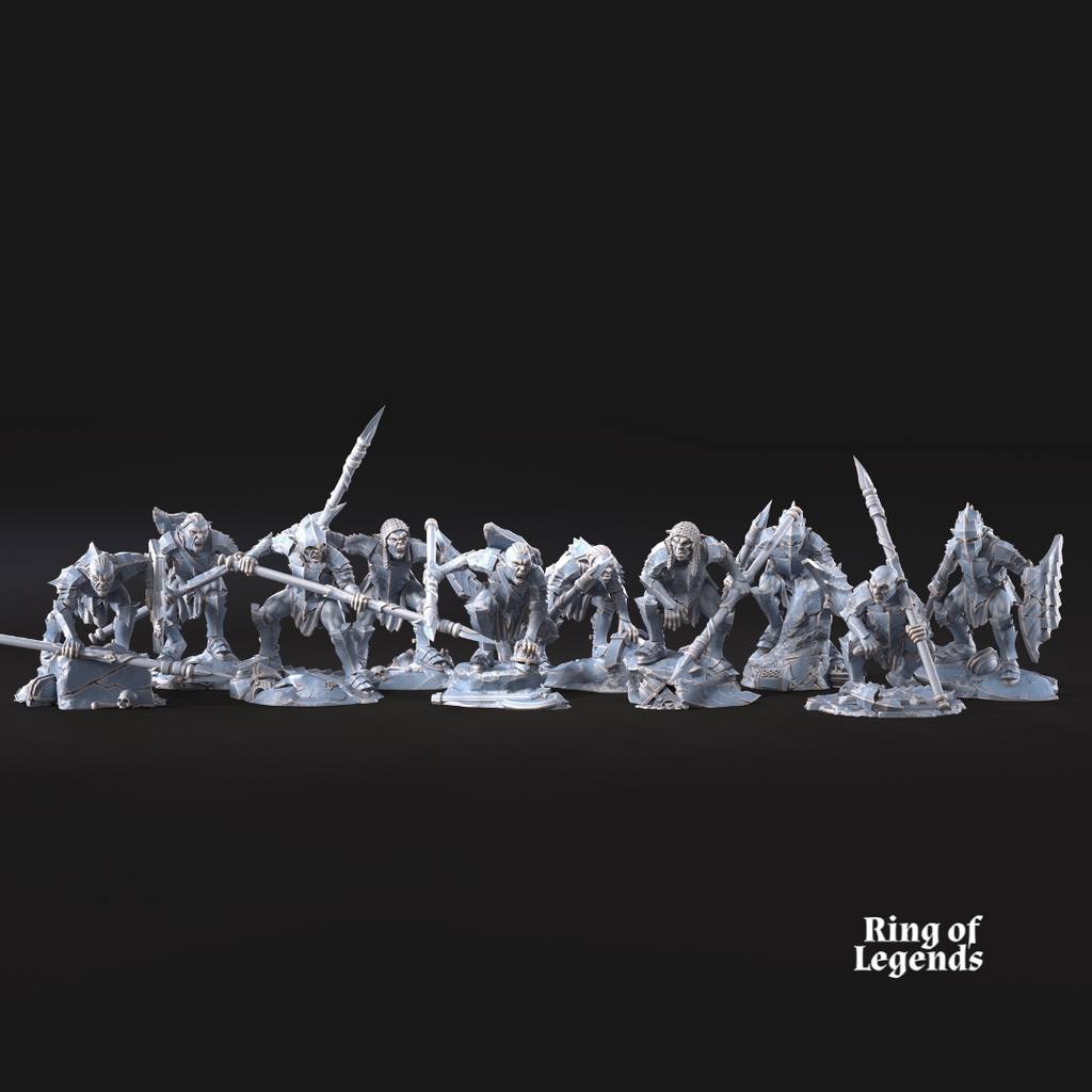 10 Guerreros con lanza y escudo - Goblins de la Cueva