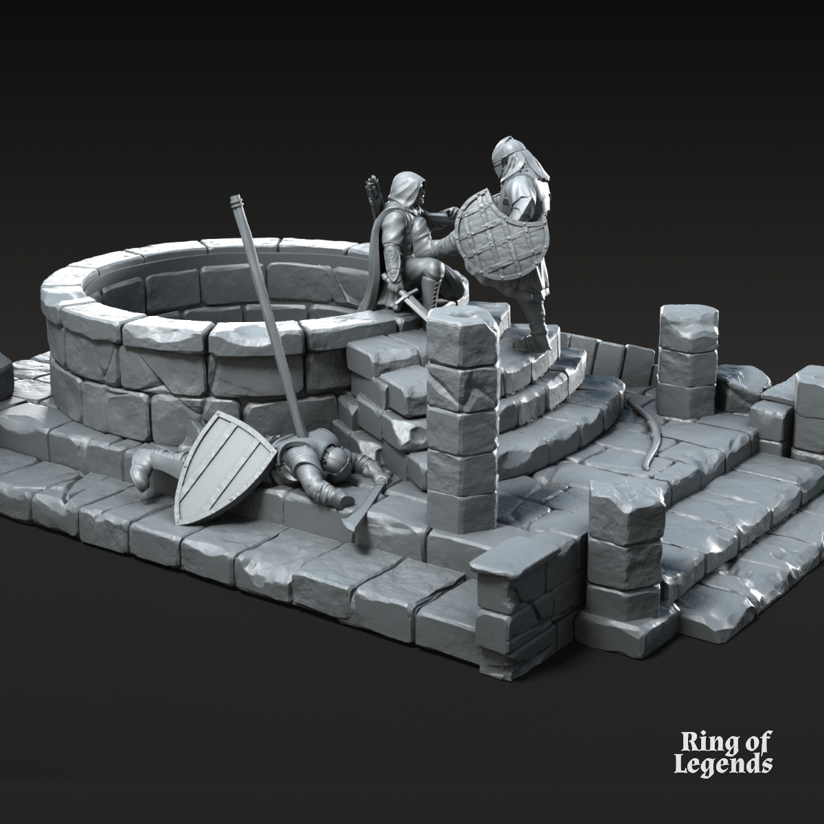 2x Escenario de castillo gris con bajas