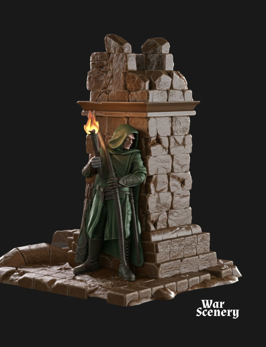 2x Paisaje con escenas de guerra