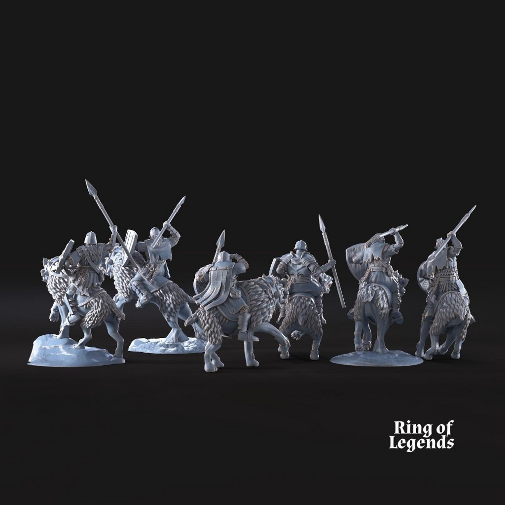 6 jinetes Morlok con escudo y jabalinas - Ciudad Oscura de Morlok