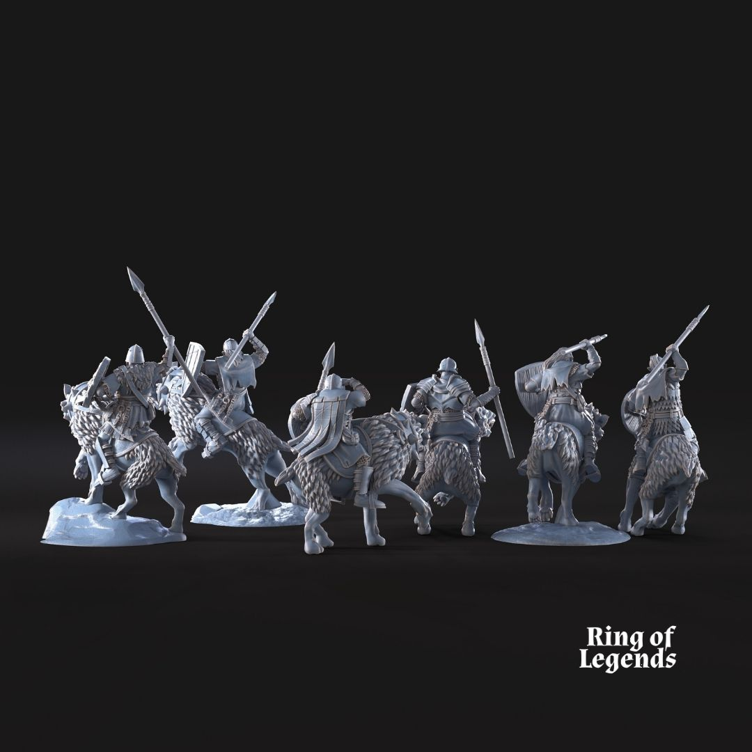 6 jinetes Morlok con escudo y jabalinas - Ciudad Oscura de Morlok