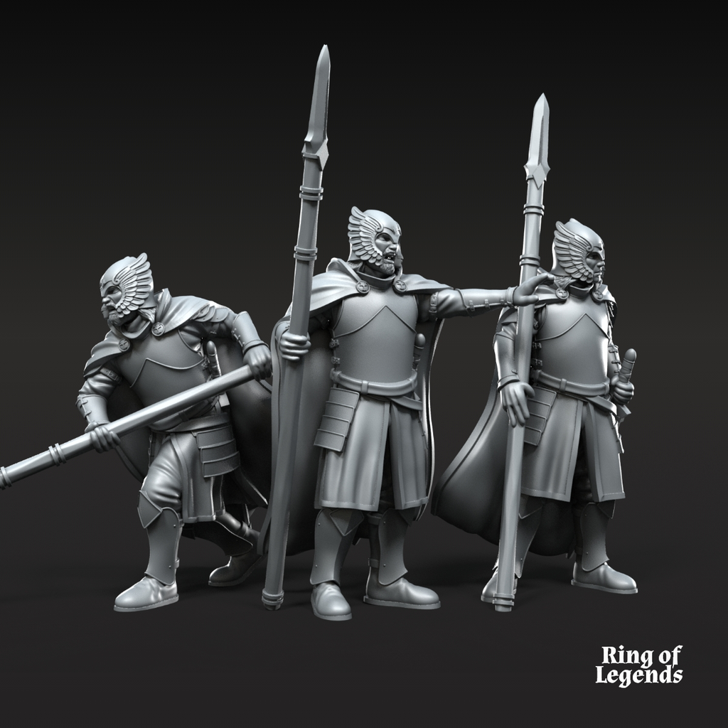 6x Grey Castle Court Guards on foot (spear)