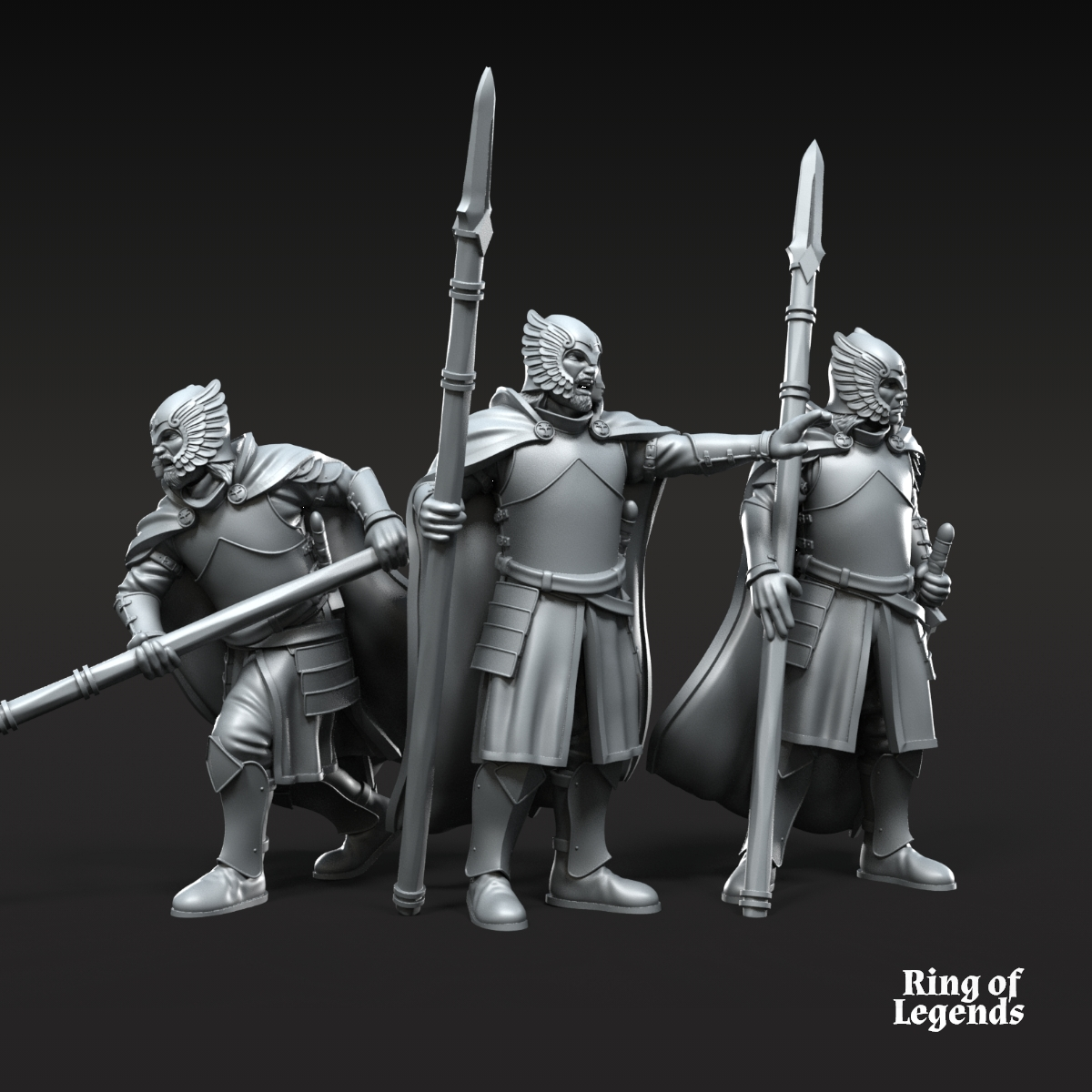 6x Grey Castle Court Guards on foot (spear)