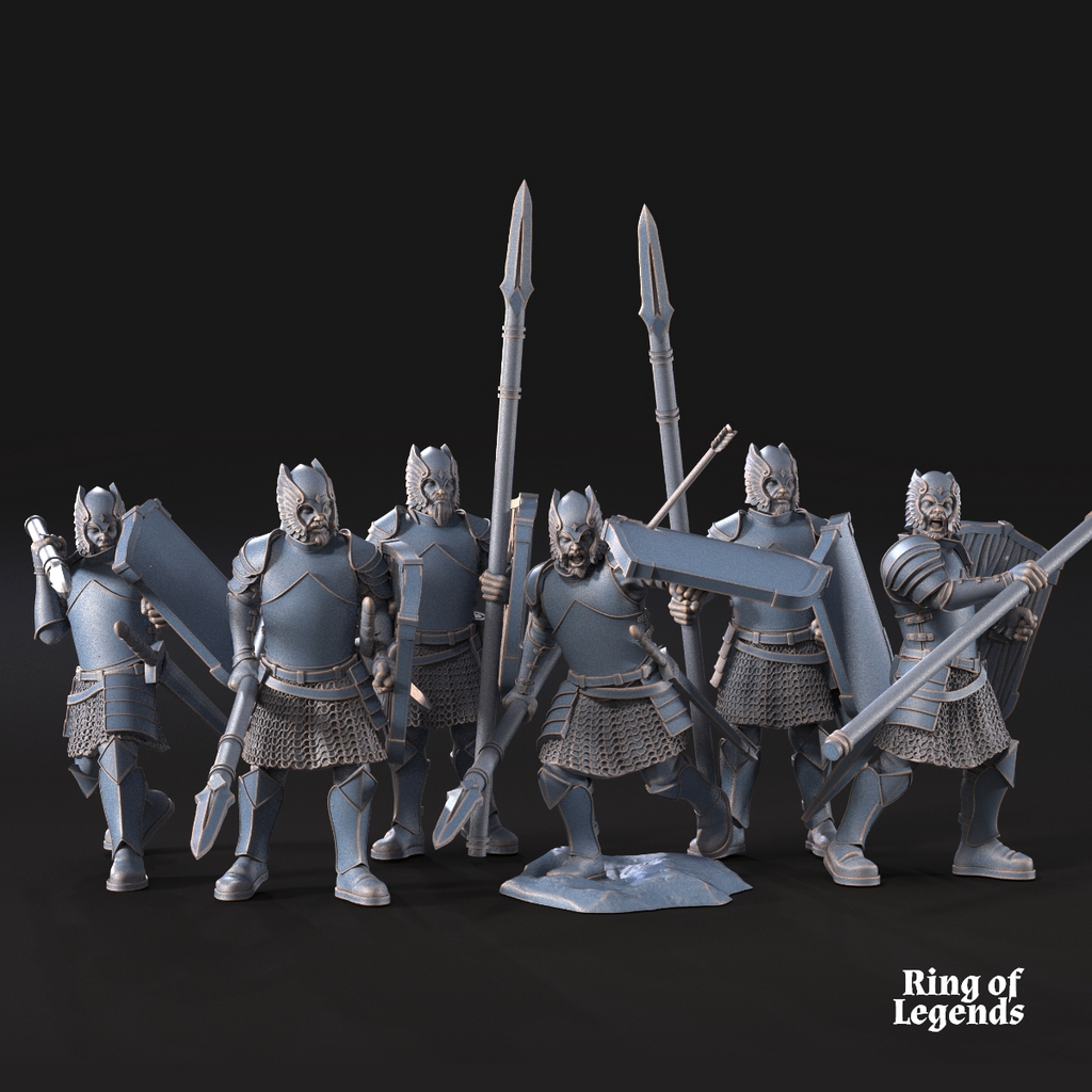 6x Grey Castle warriors with spears
