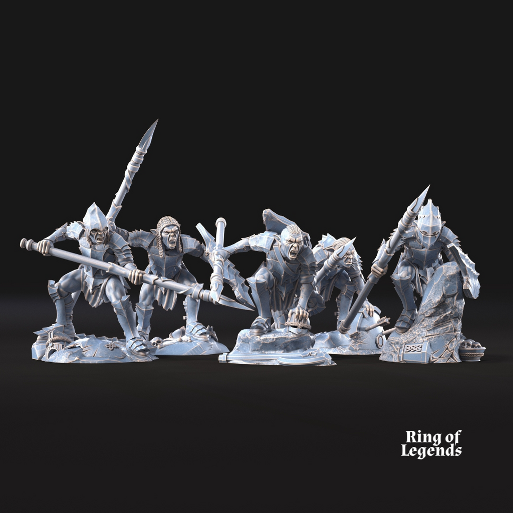 10 Guerreros con lanza y escudo - Goblins de la Cueva