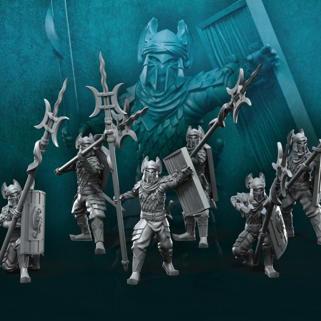 6 guerreros con lanza larga de los Dragon Army