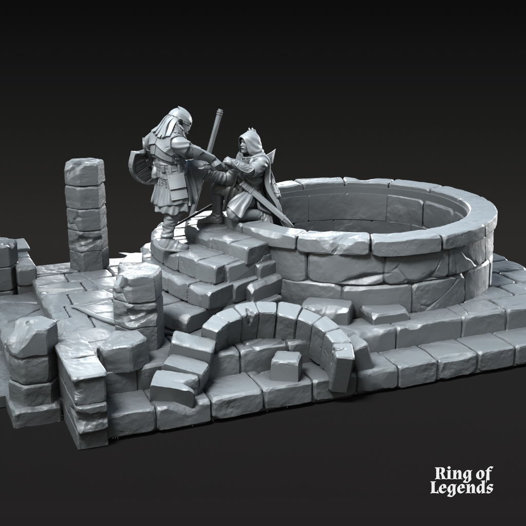 2x Escenario de castillo gris con bajas