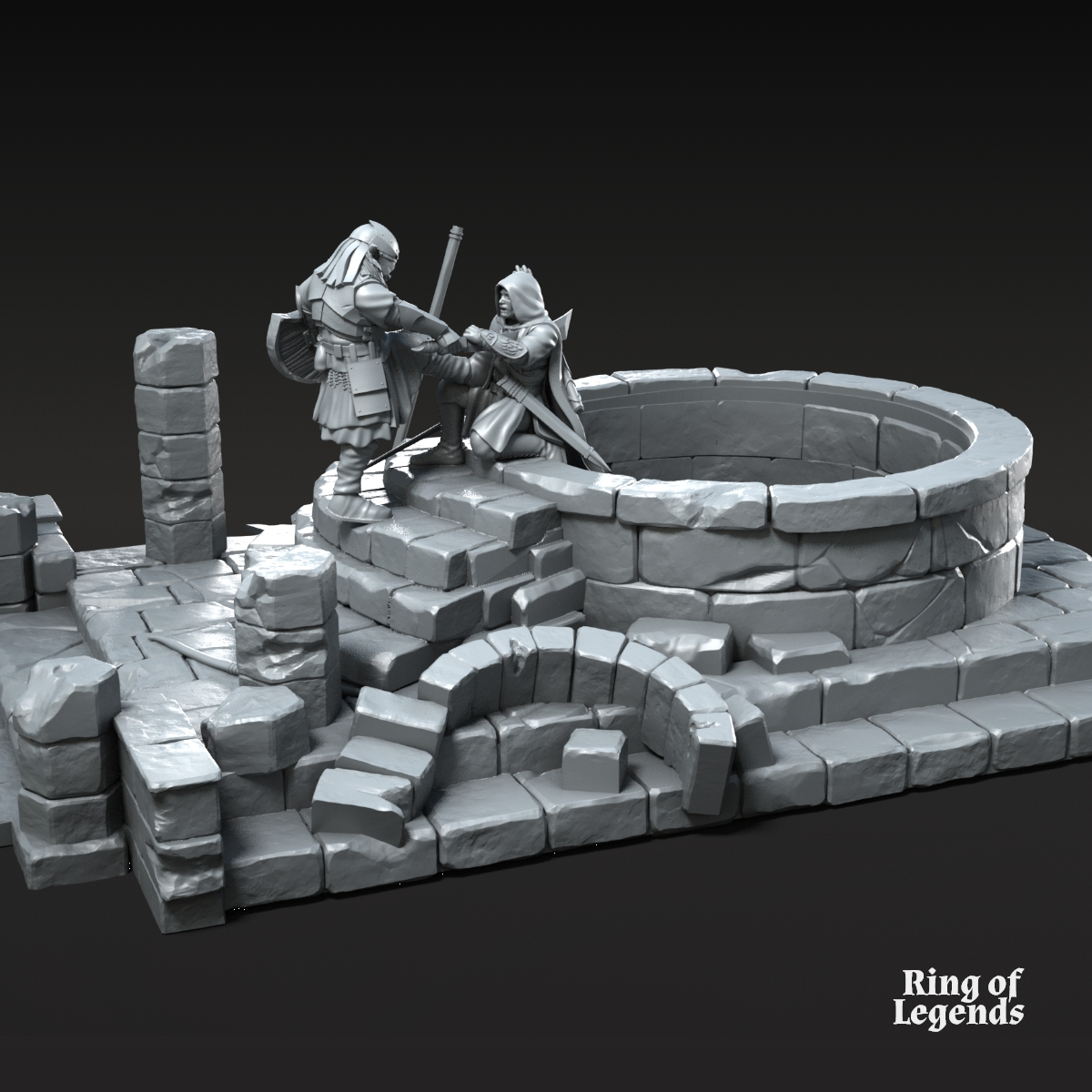 2x Escenario de castillo gris con bajas
