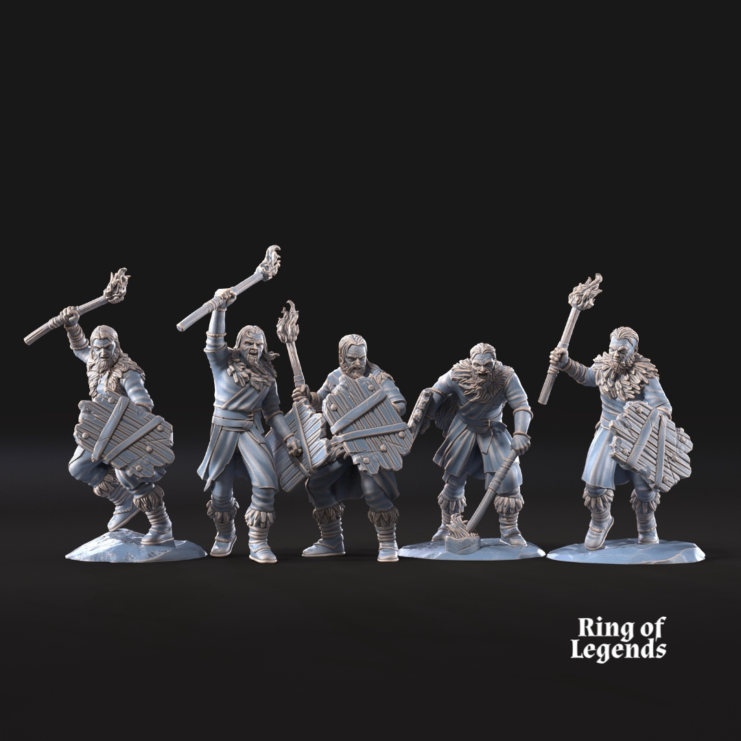 5x Antorcha y escudo opcional - Saqueadores de Fellmount