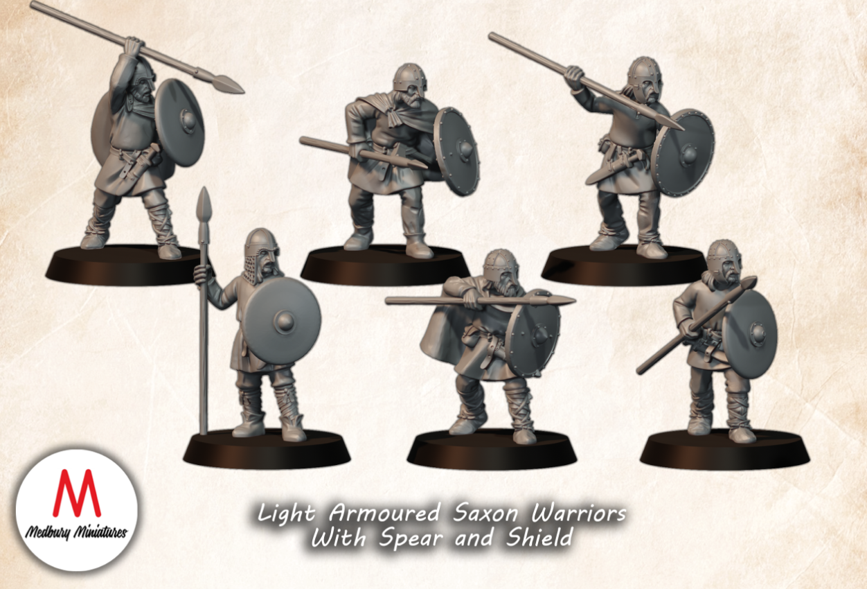 Light Armoured Saxon Warriors With Spear and Shield