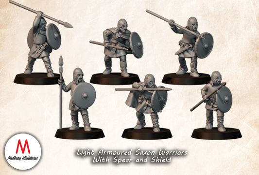 Light Armoured Saxon Warriors With Spear and Shield