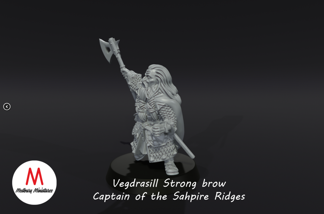 Vegdrasill Strong brow, Captain of the Dwarves of the Saphire Ridges