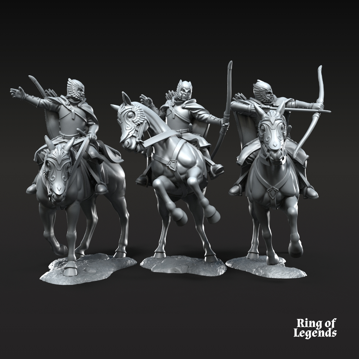 3x Guardias montados de la Corte del Castillo Gris