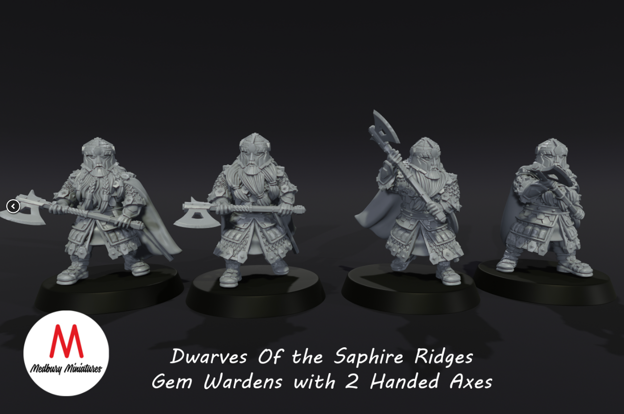Dwarves of the Saphire Ridges Gemwardens with 2 handed Axes