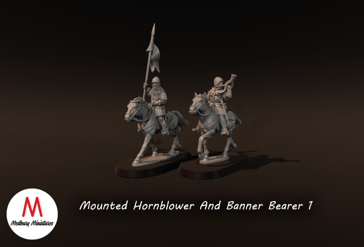 Mounted Hornblower And Banner Bearer 1