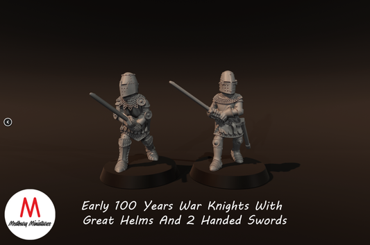 Early 100 Years War Knights With Great Helms and 2 Handed Swords