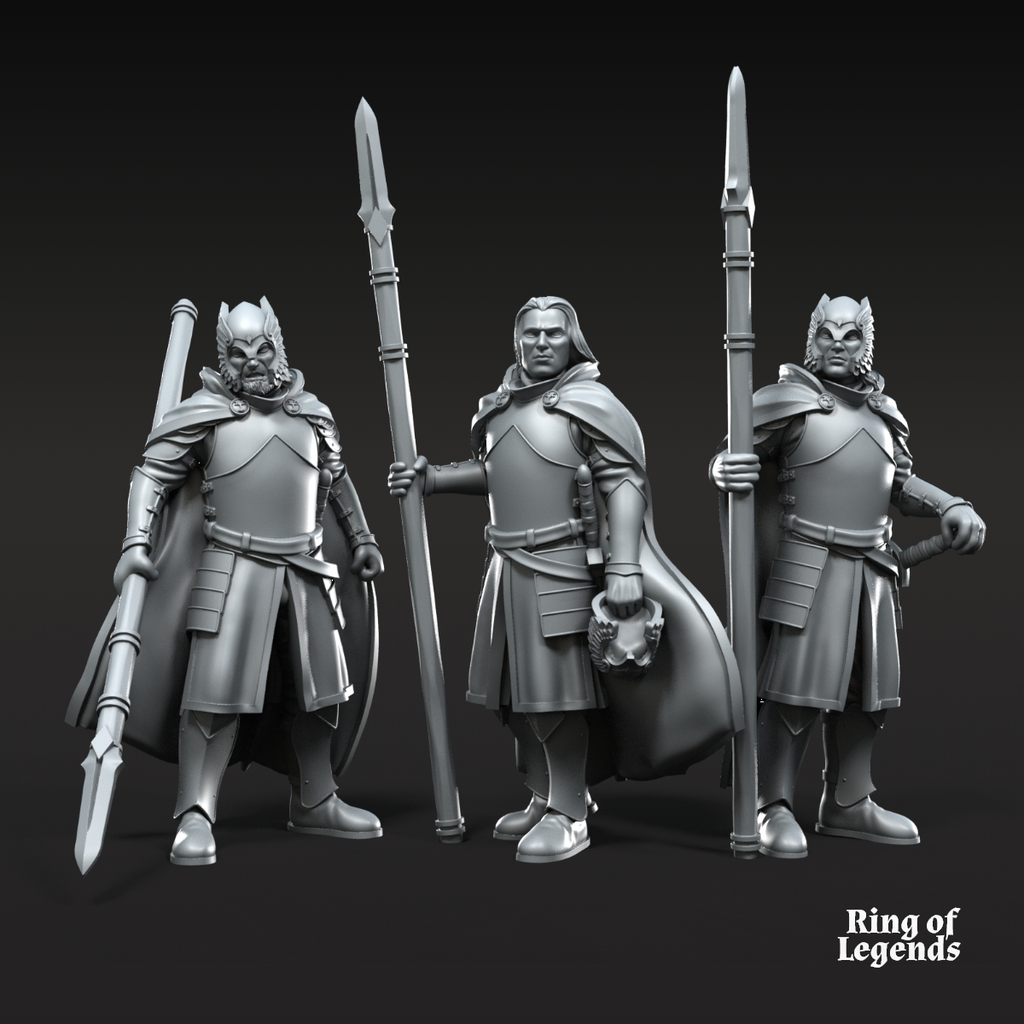 6x Grey Castle Court Guards on foot (spear)