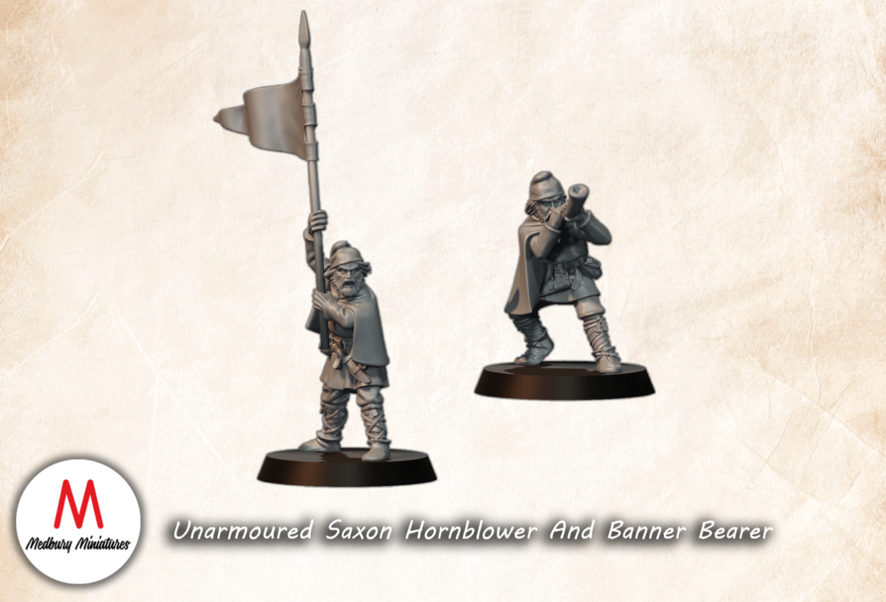 Unarmoured Saxon Hornblower And Banner Bearer