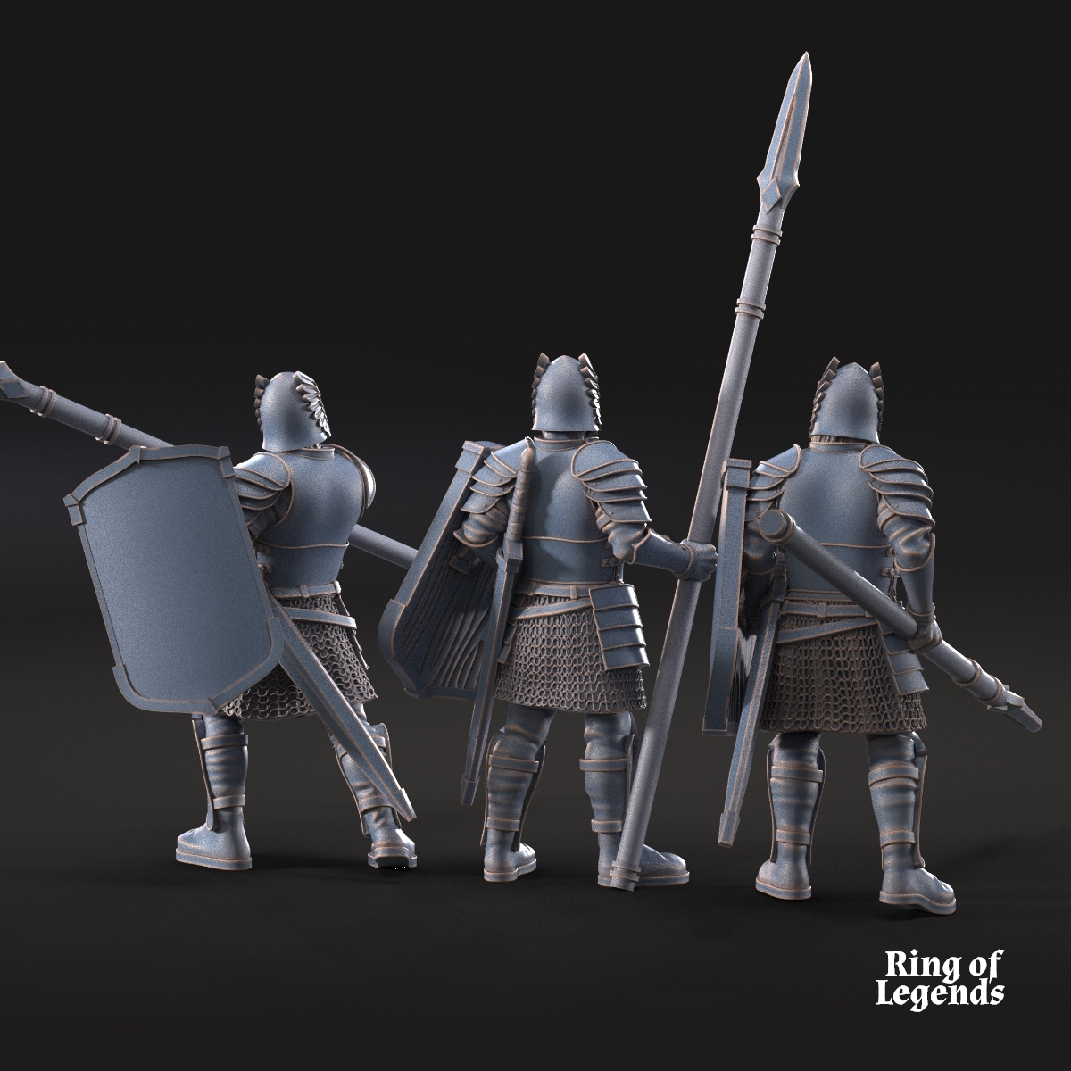 6x Grey Castle warriors with spears