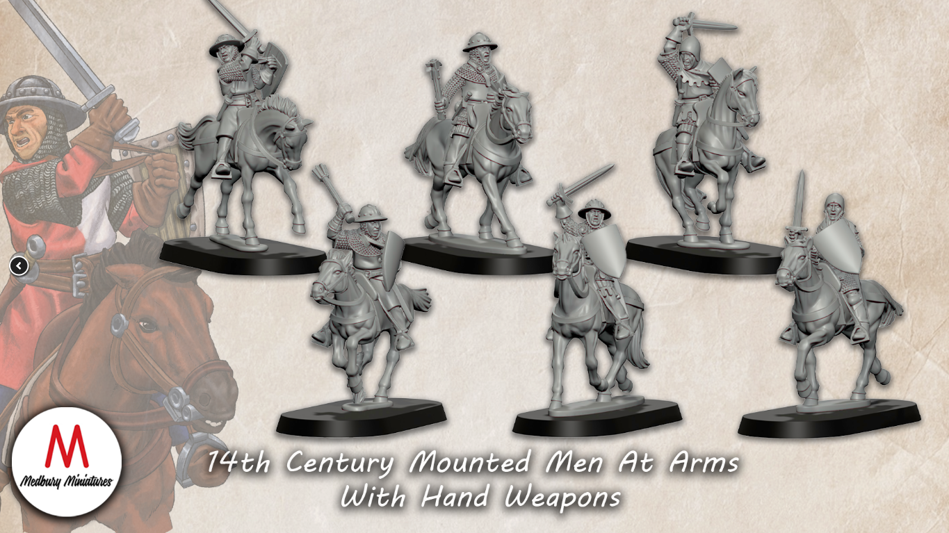 14th Century Mounted Men At Arms With Hand Weapons