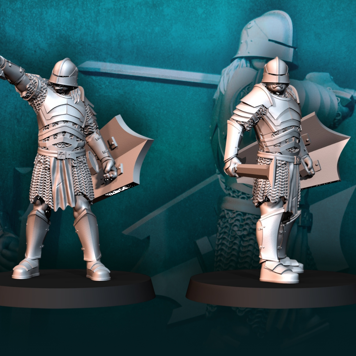10x Orco con mano de sangre a pie con escudo y espada