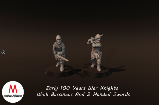 Early 100 Years War Knights With Bascinets and 2 Handed Swords