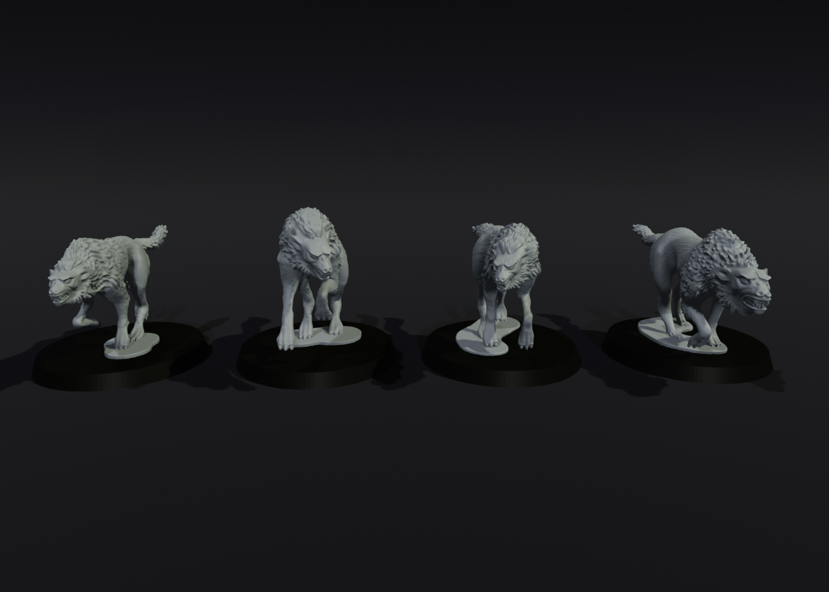 4 Giant Wolves