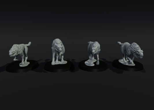 4 Giant Wolves