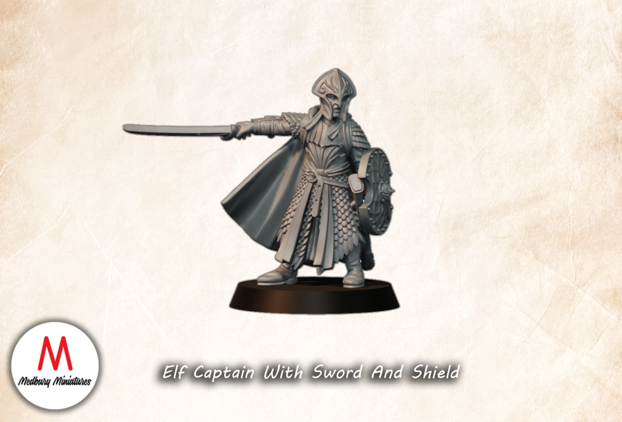 Elf Captain With Sword And Shield