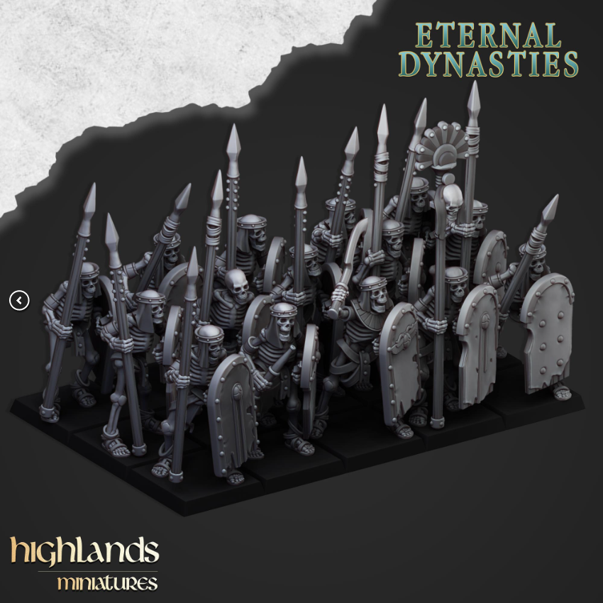 Ancient Skeletons with Spears and Hand Weapons