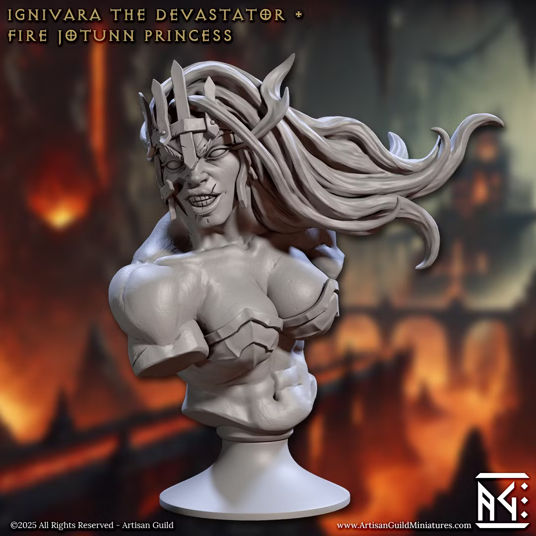 Magmaforged Dwarves - Ignivara the Devastator Fire Jotunn Princess (Bust)