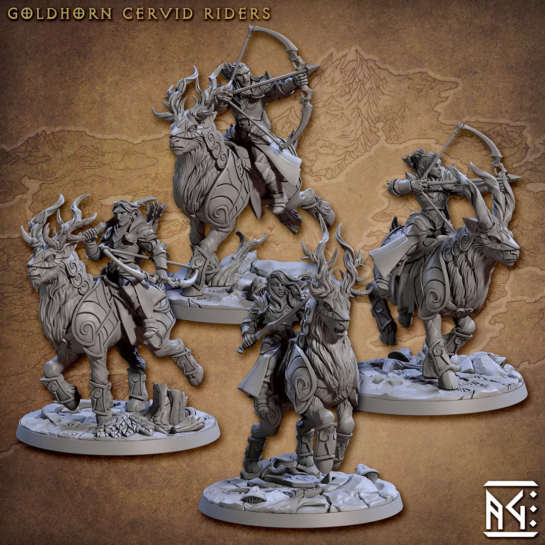 Novle Alfar - Goldhorn Cervid Riders (4 Minis)