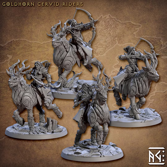 Novle Alfar - Goldhorn Cervid Riders (4 Minis)