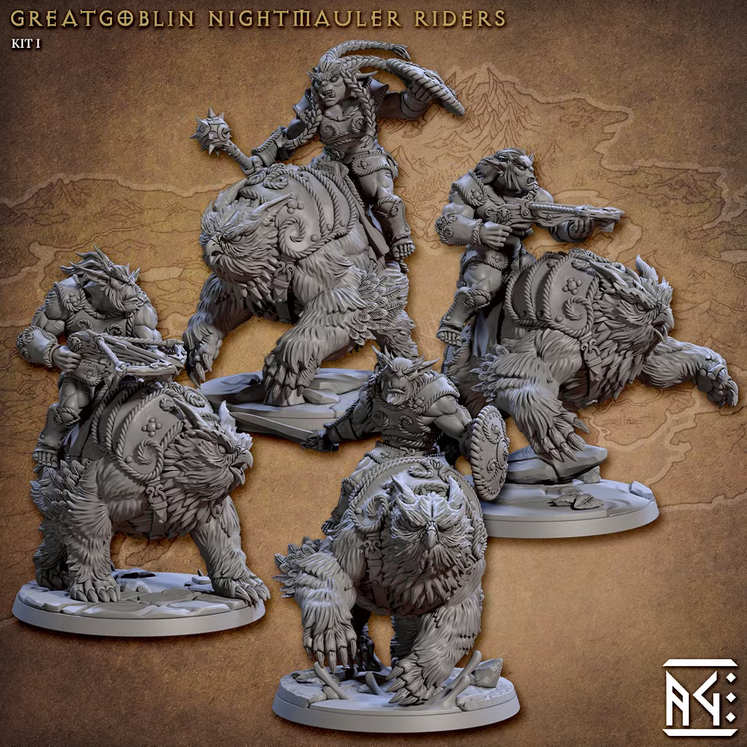 Bronzeclad Greatgoblin - Nightmauler Riders (4 Minis)