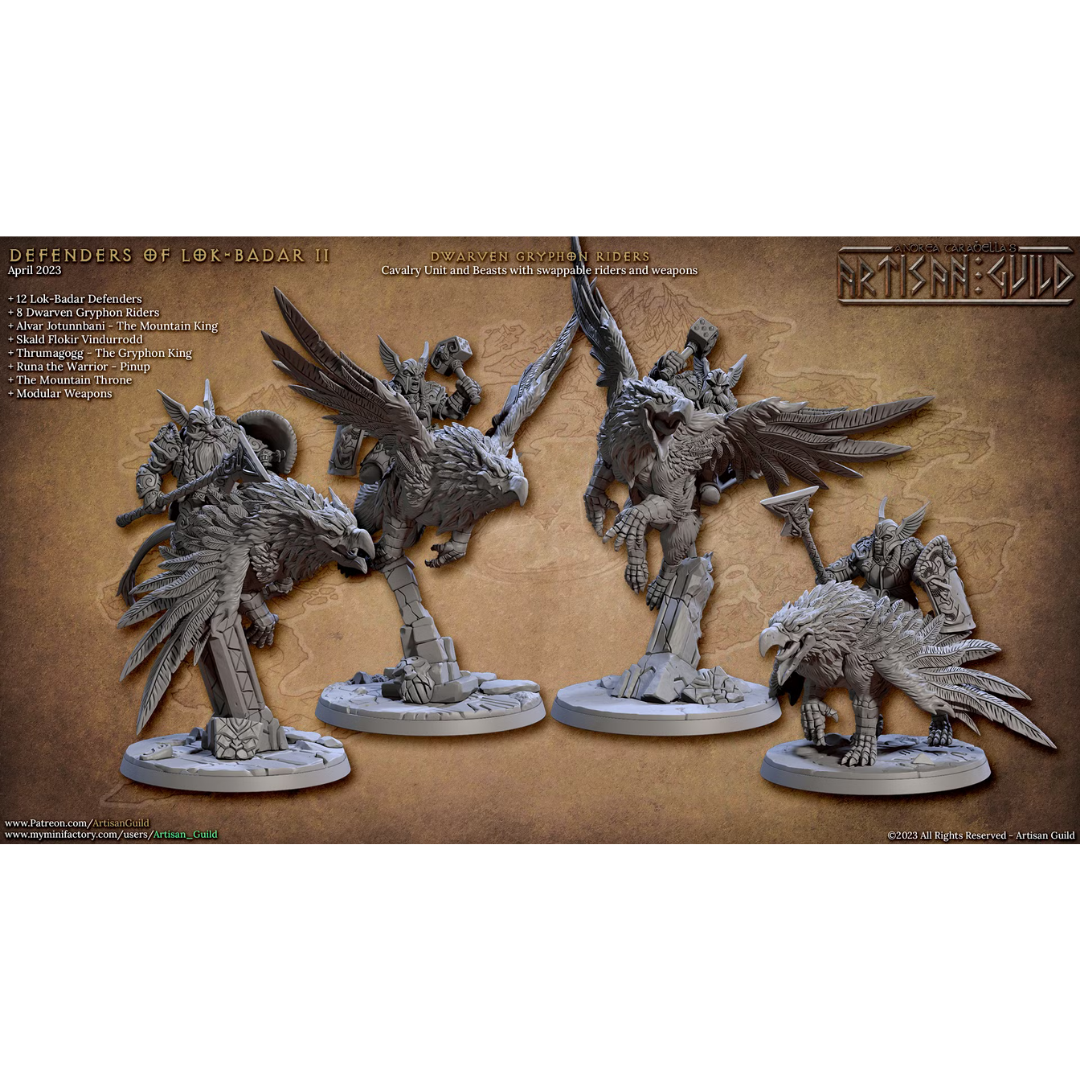 Lok-Badar II - Dwarven Gryhpon Riders Alternate (4 Minis)