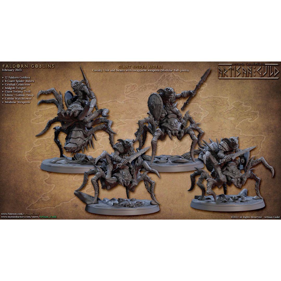 Faldorn Goblins - Giant Spider Riders (4 Minis)