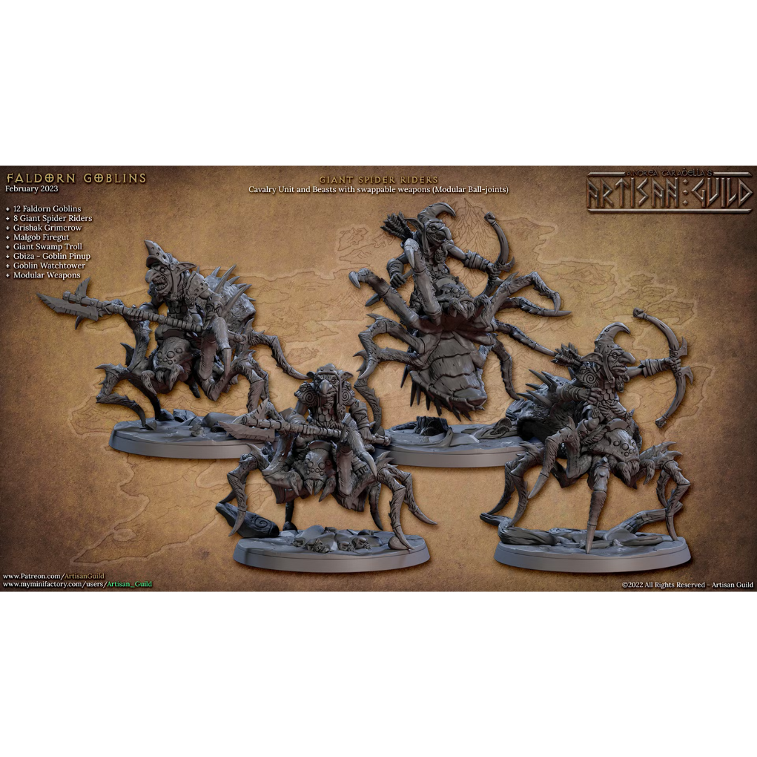Faldorn Goblins - Giant Spider Riders Alternate (4 Minis)