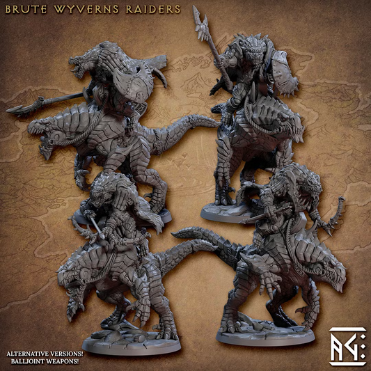 Frostheart Lizardmen - Brute Wyvern Riders (4 Minis)