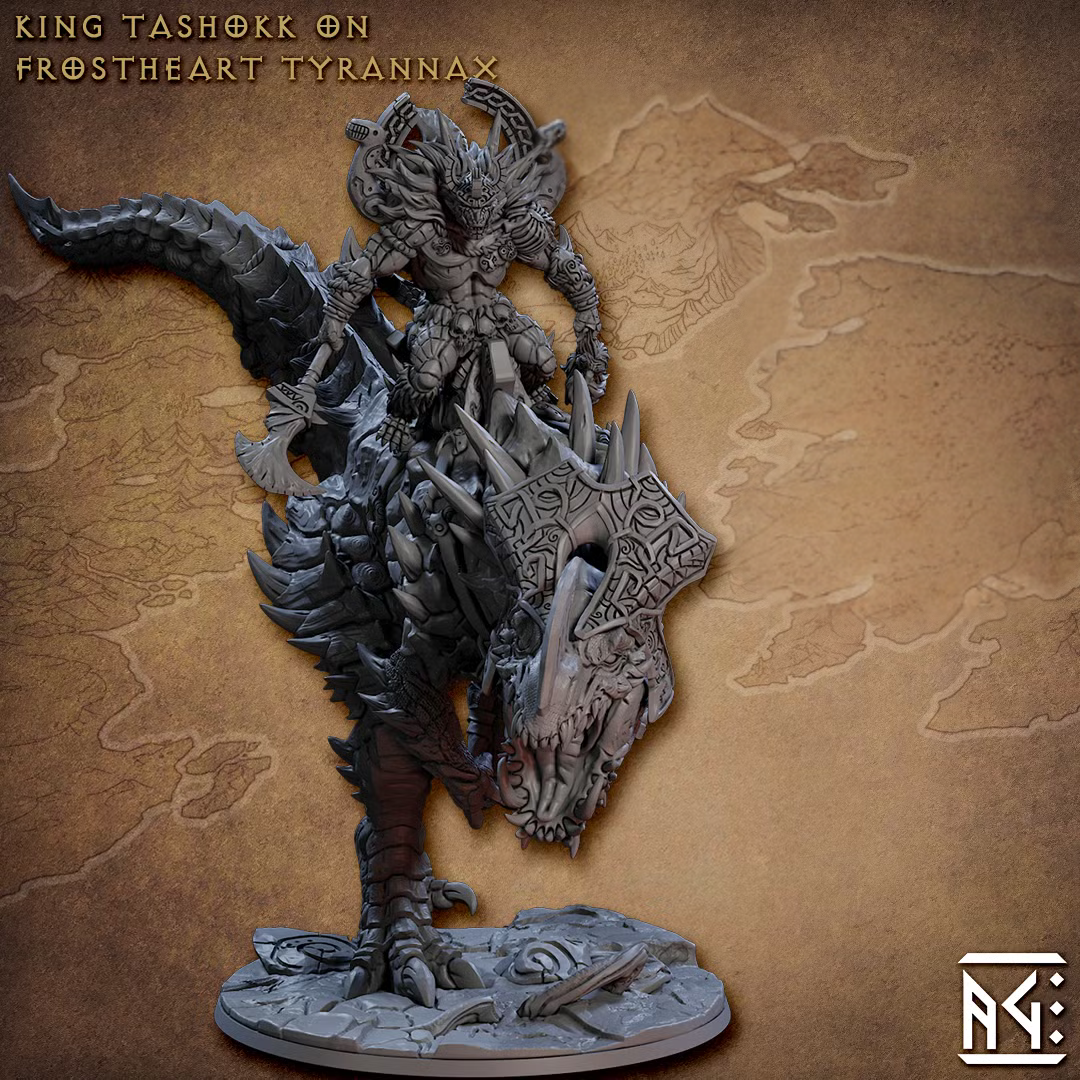 Frostheart Lizardmen - King Tsahokk on Frostheart Tyrannax