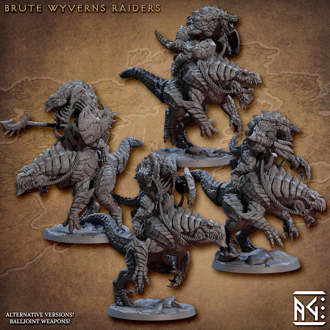 Frostheart Lizardmen - Brute Wyvern Riders Alternate (4 Minis)