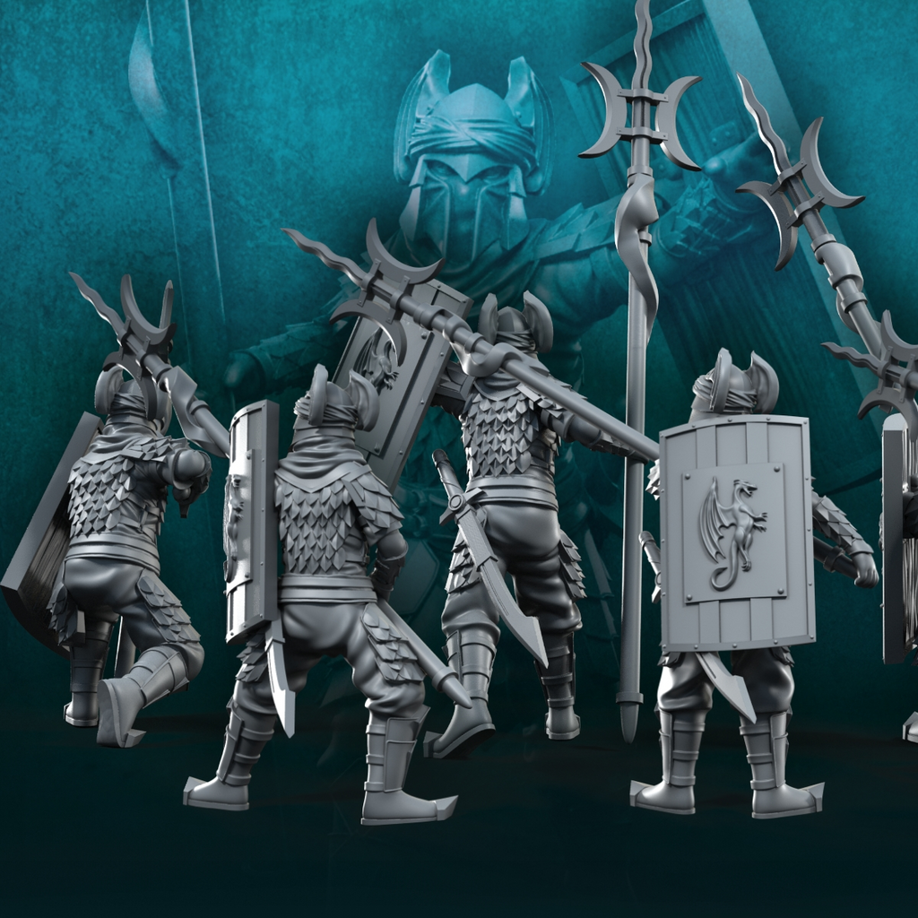 6 guerreros con lanza larga de los Dragon Army