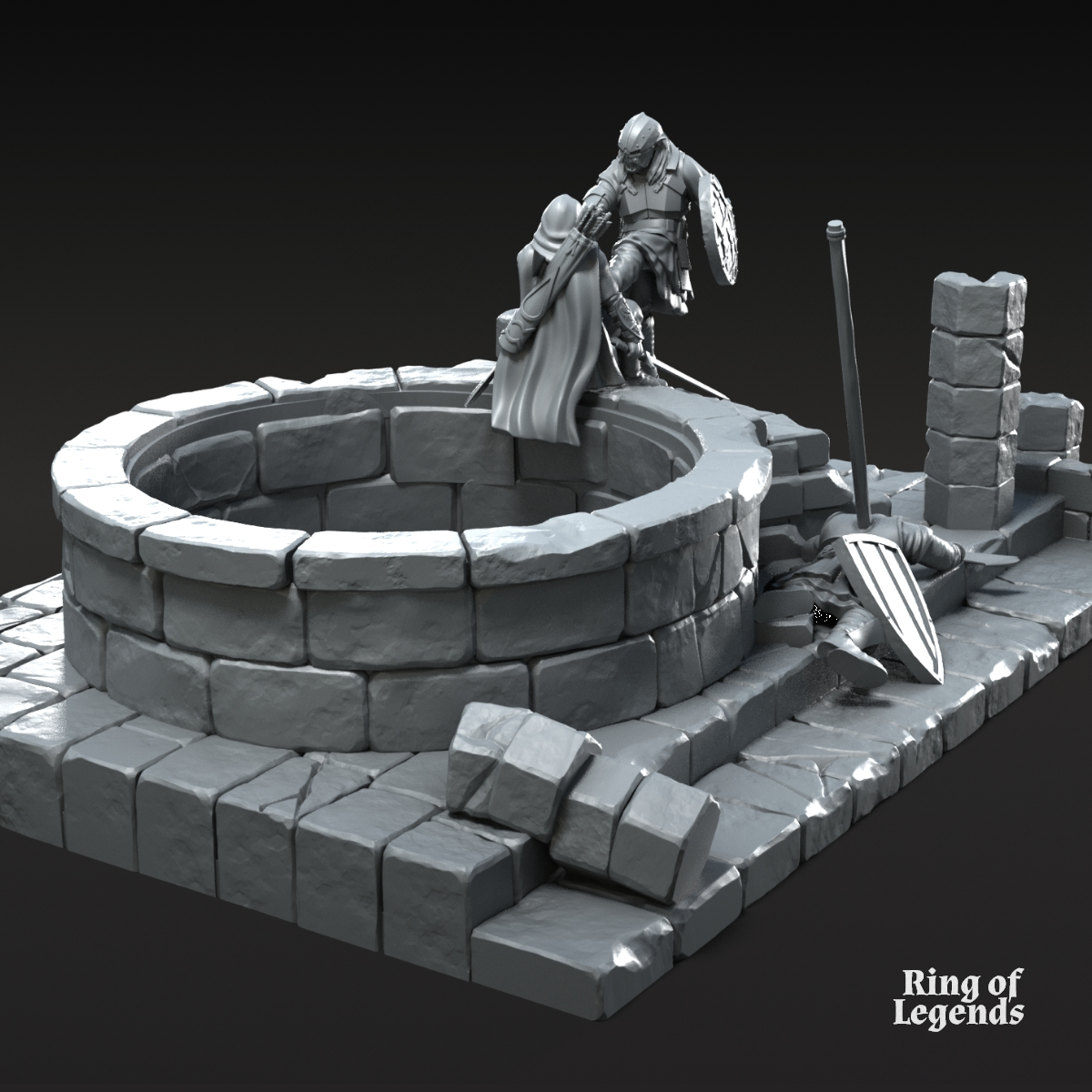 2x Escenario de castillo gris con bajas