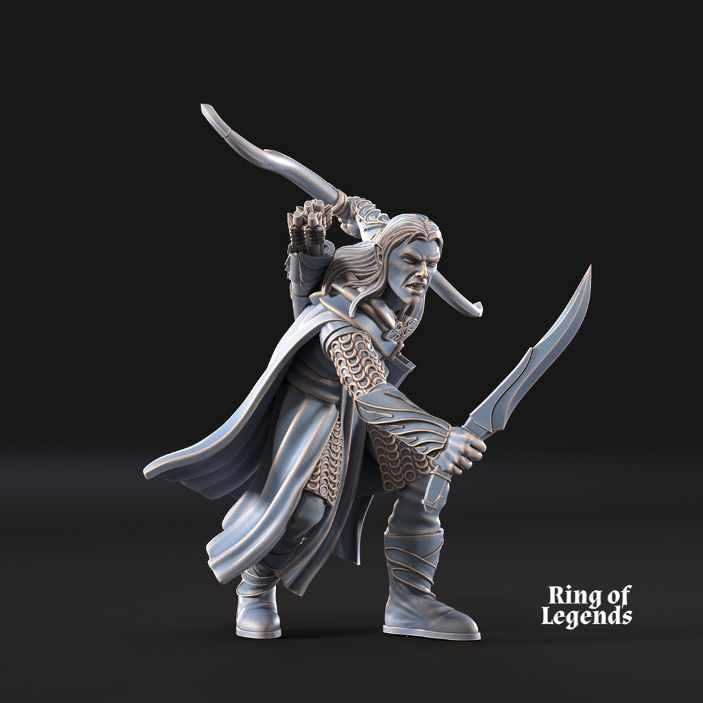 Capitán guardabosques arco y espada - Elfos Galanthir